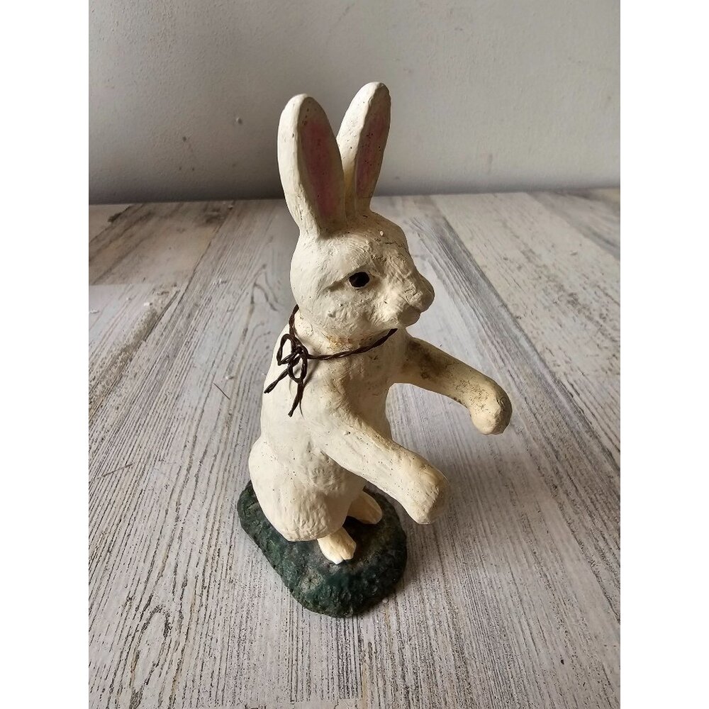 Vintage bunny rabbit Easter decor standing unique shabby chic vintage style deco